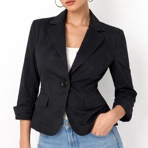 Talbots Black Stretch Blazer Size 6 Tailored Career Office Jacket Classic Preppy